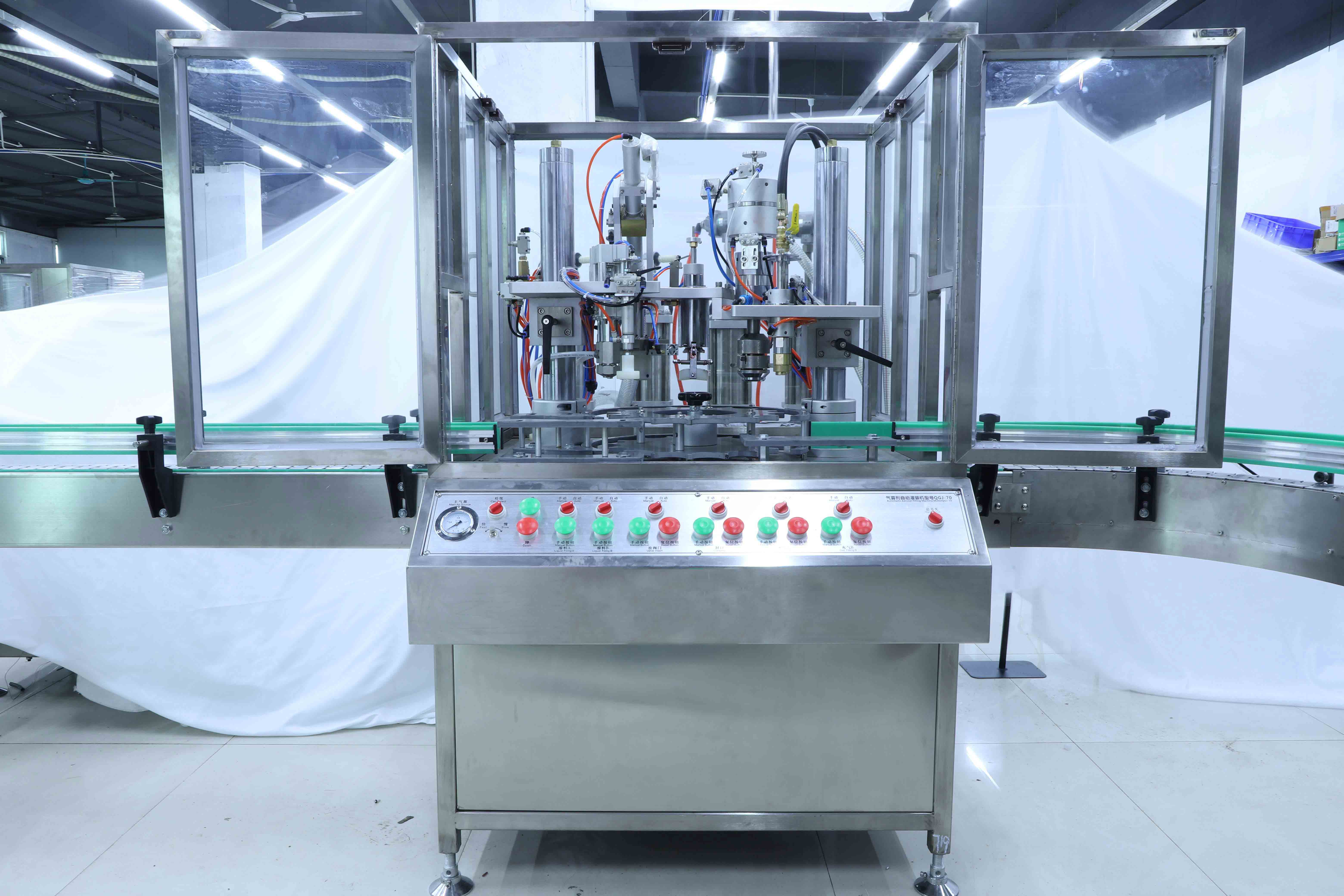 Aerosol filling sealing machine آلة ختم ملء الهباء الجوي