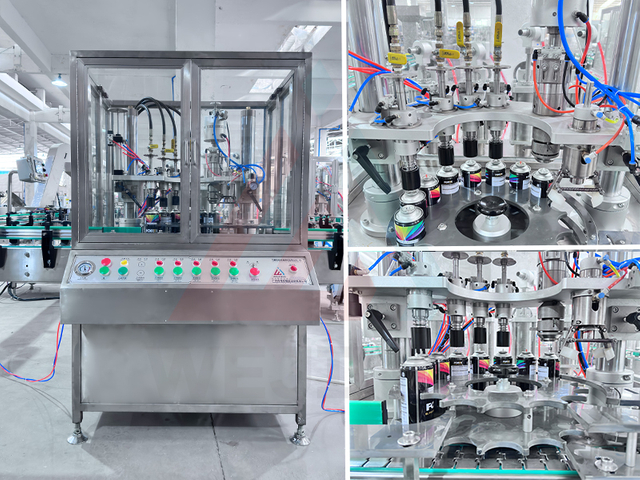 خط تعبئة رذاذ التشحيم الأوتوماتيكي QGJ70 - دقة عالية ±1% 60-70 علبة في الدقيقة